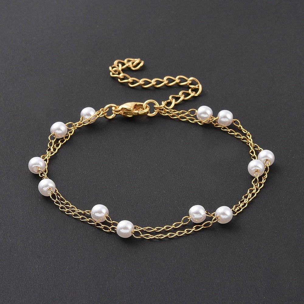 Pulsera doble de perlas