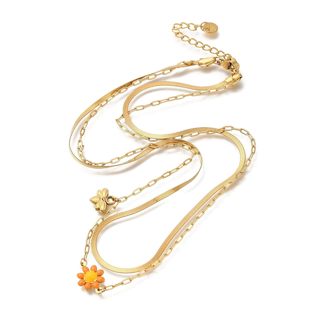 Collar de flores y abejas