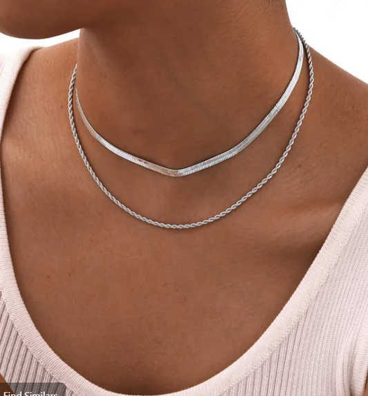 Cadena doble capa plata