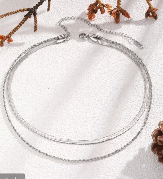 Cadena doble capa plata