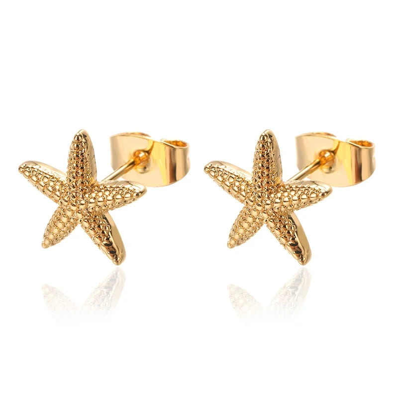 Pendientes de estrella de mar dorado